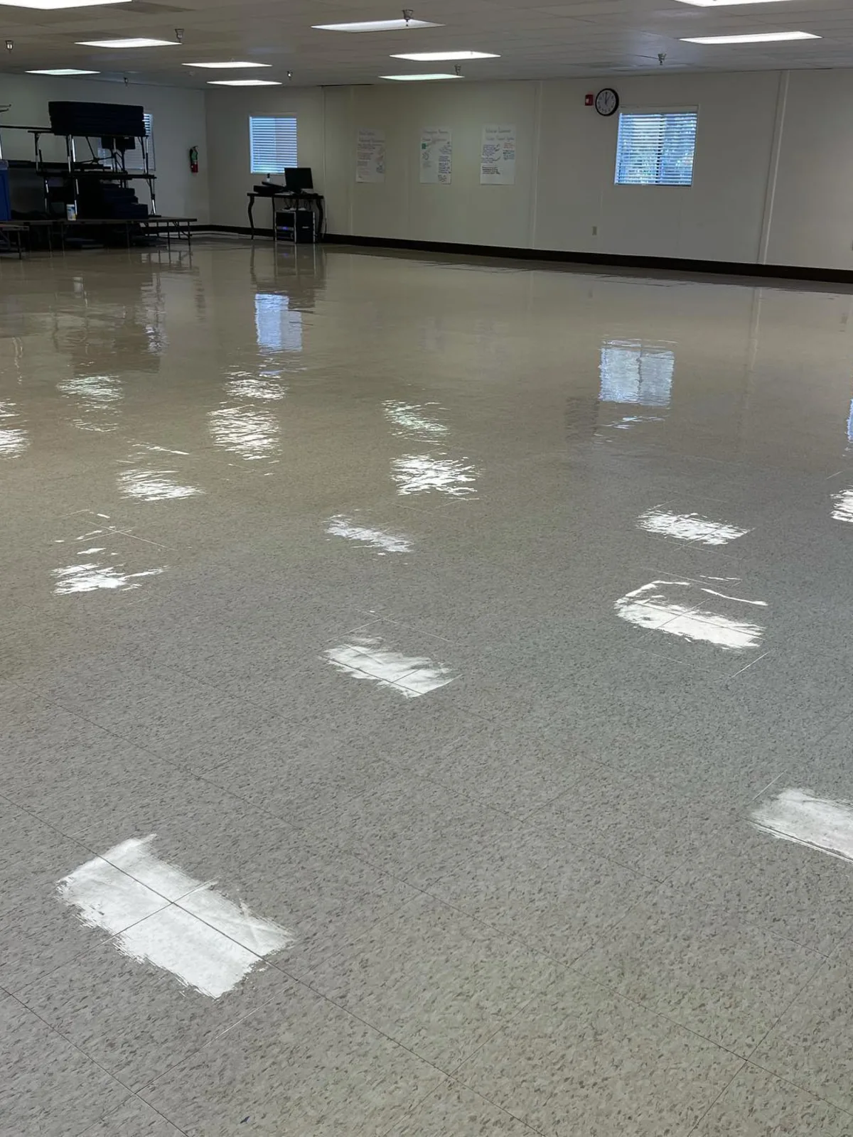 Polished terrazzo floor with a high gloss finish